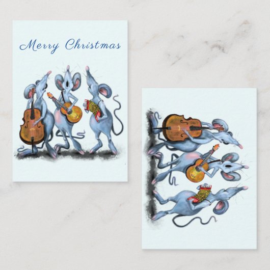 Carte de Noël Souris Musicale Joyeuse Fun (Devant / Derrière)