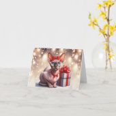Carte de Noël Sphynx Cat (Fleur jaune)