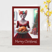 Carte de Noël | Sphynx Chat Lady Xmas Turquie (Fleur jaune)