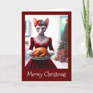 Carte de Noël   Sphynx Chat Lady Xmas Turquie