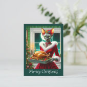 Carte de Noël | Sphynx Chat Lady Xmas Turquie (Debout devant)