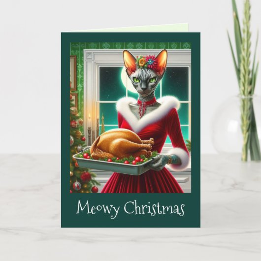 Carte de Noël | Sphynx Chat Lady Xmas Turquie (Devant)