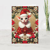 Carte de Noël Sphynx Chat Père Noël (Devant)