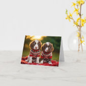 Carte de Noël Springer Spaniel (Fleur jaune)