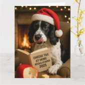 Carte de Noël Springer spaniel  'Taxe sur le froma (Fleur jaune)