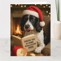 Carte de Noël Springer spaniel  'Taxe sur le froma