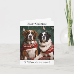 Carte de Noël St Bernard Dogs