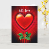 Carte de Noël standard cœur rouge message personna (Fleur jaune)