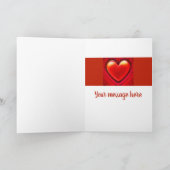 Carte de Noël standard rouge cœur message personna (Intérieur)