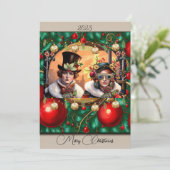 Carte de Noël Steampunk à plat Two Hearts Christma (Debout devant)