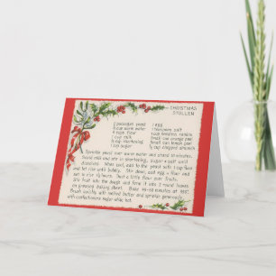 Carte de Noël Stollen Recette Vintage