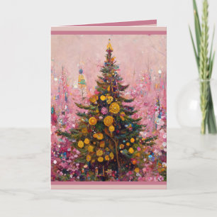 Carte de Noël style Klimt humour piquant arbre ros