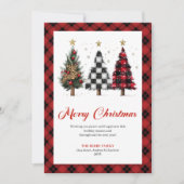 Carte de Noël stylée avec sapins en plaid de Buffa (Devant)