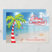 Carte de Noël sucre de canne Palm Tree Beach (Devant / Derrière)