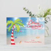 Carte de Noël sucre de canne Palm Tree Beach (Debout devant)