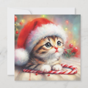 Carte de Noël sucre de canne Tabby Kitten