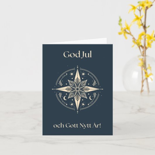 Carte de Noël suédoise classique (Fleur jaune)