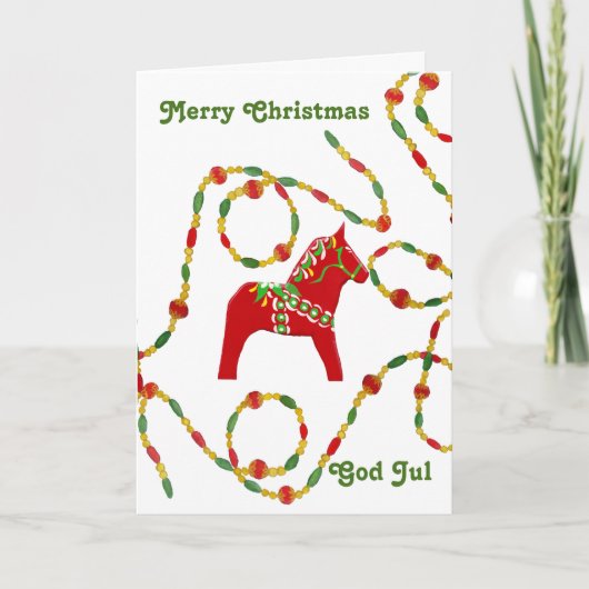 Carte de Noël suédoise Dala Horse (Devant)