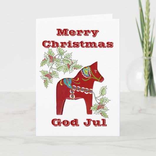 Carte de Noël suédoise Dala Horse (Devant)