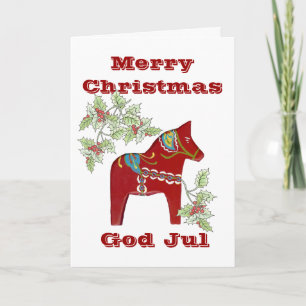 Carte de Noël suédoise Dala Horse