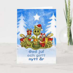 Carte de Noël suédoise - dragon mignon - Dieu
