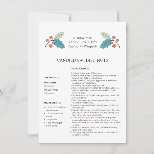 Carte de Noël Suédoise Nuts Recette (Devant)