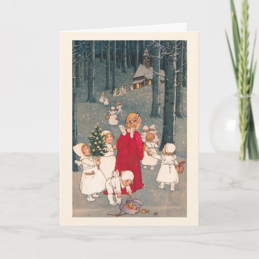 Carte de Noël "Sur le chemin de l'église" (Devant)