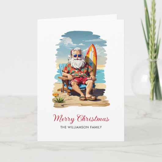 Carte de Noël Surfing Père Noël Beach (Devant)