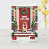 Carte de Noël Sweet Dog Home (Fleur jaune)