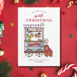 Carte de Noël Sweet Snowman Candy Cart Watercolor<br><div class="desc">Voici notre carte de vacances "Ayez-vous un très bon Noël", où la magie hivernale rencontre le fantaisie festive! Ce design charmant propose un joyeux bonhomme de neige, Frosty, qui sert des gâteaux de vacances dans sa chandelle. Un écureuil ludique perché sur un ours amical ajoute à la chaleur et à...</div>