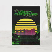 Carte de Noël Synthwave verte (Devant)