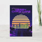 Carte de Noël synthwave violet (Devant)