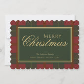 Carte de Noël Tartan Rouge Or Vert Joyeuse (Devant)