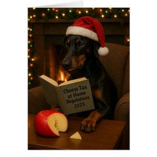 Carte de Noël 'Taxe fromage' Doberman