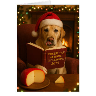 Carte de Noël Taxe Fromage Labrador Jaune