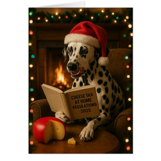 Carte de Noël 'Taxe sur le fromage' Dalmate (Devant)