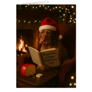 Carte de Noël 'Taxe sur le fromage' pour Vizsla à
