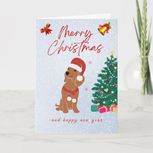 Carte de Noël Teckel (Devant)