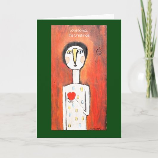 Carte de Noël tenant son cœur haut (Devant)