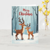 Carte de Noël Tendres Créatures de la Forêt (Fleur jaune)