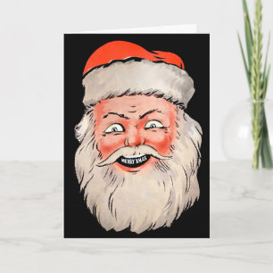 Carte de Noël Tête de Père Noël Rétro
