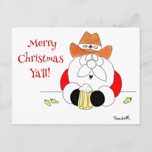 Carte de Noël Texas Santa Ya'll