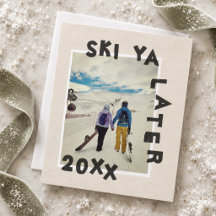Carte de Noël Thème Ski Unique Hiver Photo
