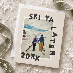 Carte de Noël Thème Ski Unique Hiver Photo