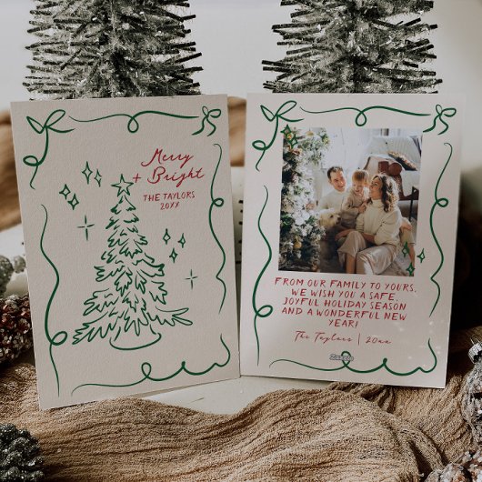 Carte de Noël tirée à la main Cartes de fin de ann