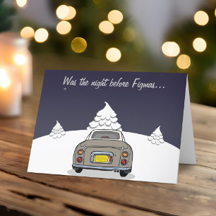 Carte de Noël Topaz Mist Figaro Car