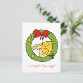 Carte de Noël Tortoise grecque d'or (couronne) (Debout devant)