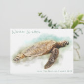 CARTE DE NOËL TORTUE VERTE | Vœux chaleureux (Debout devant)