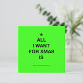 Carte de Noël "Tout ce que je veux" - Vert (Debout devant)