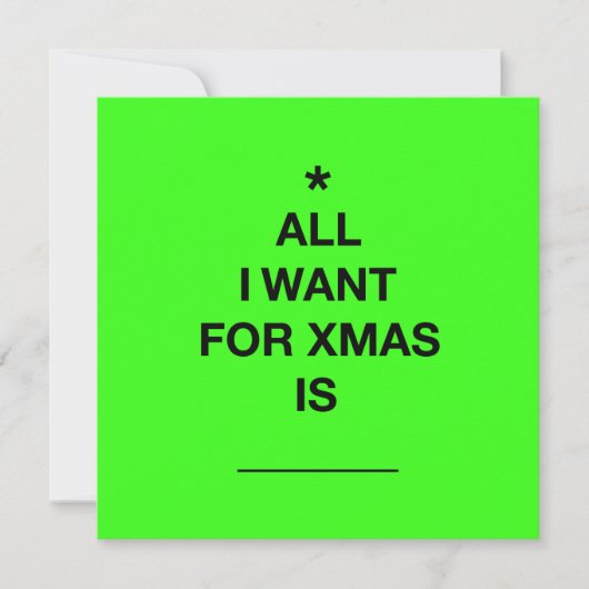 Carte de Noël "Tout ce que je veux" - Vert (Devant)